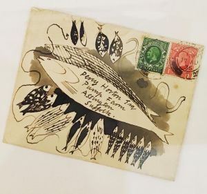 envelope fish watercolour inks